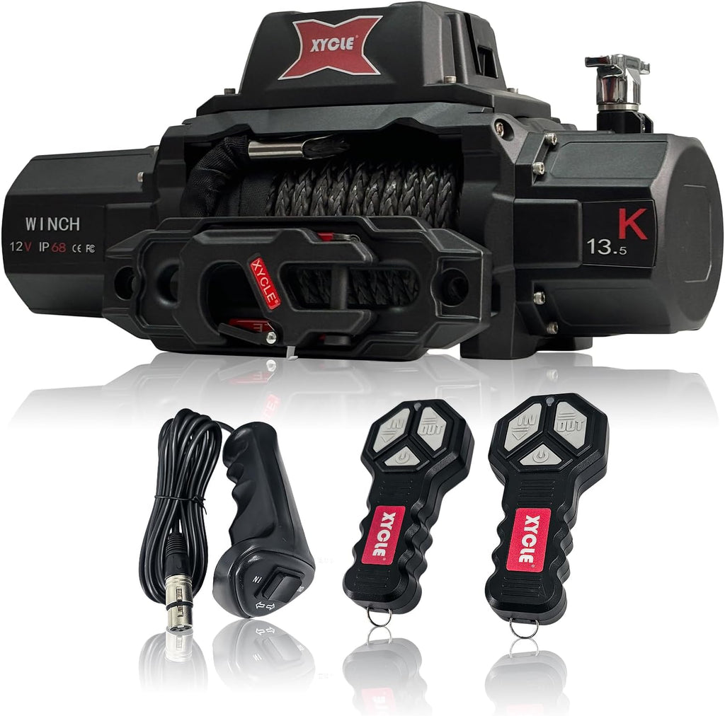 13,500 lb Recovery Winch,12V Electric Winch with 1/2” x70 FT Synthetic Rope,IP68 Waterproof,Anti Slip