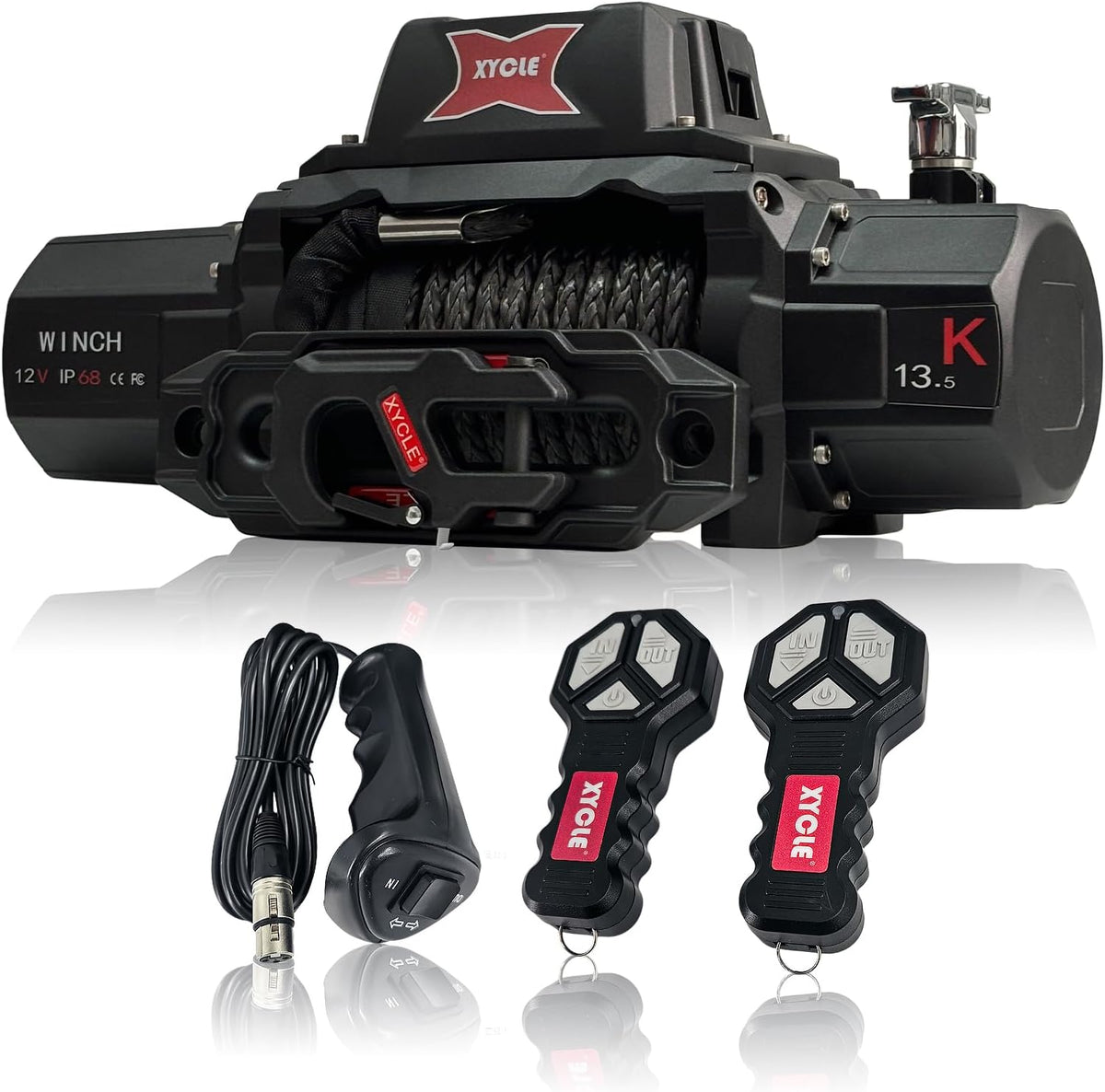 13,500 lb Recovery Winch,12V Electric Winch with 1/2” x70 FT Synthetic Rope,IP68 Waterproof,Anti Slip