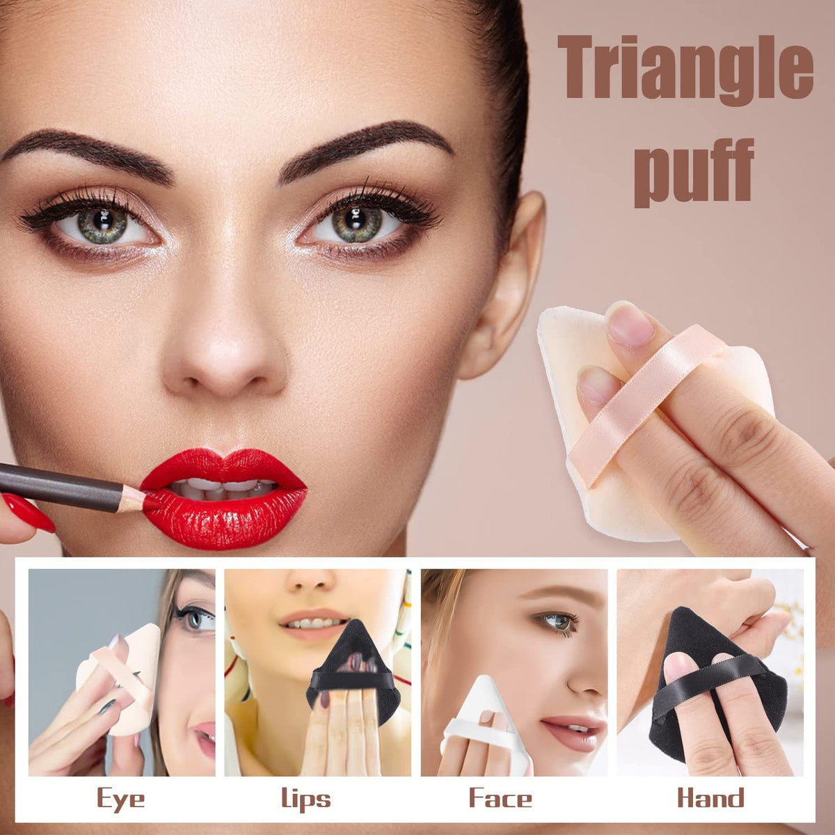 Powder Puffs, 6 Pack Triangle Makeup Puff for Loose Powder