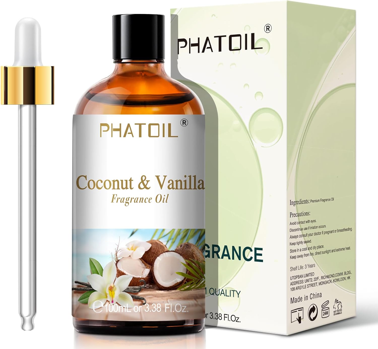 Coconut & Vanilla Fragrance Oil for Diffuser Aromatherapy 3.38FL.OZ | Long Lasting Scented Oils For Humidifier, Air