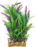 Aquarium Decor Artificial Plastic Plant, Green/Purple, 11-inch