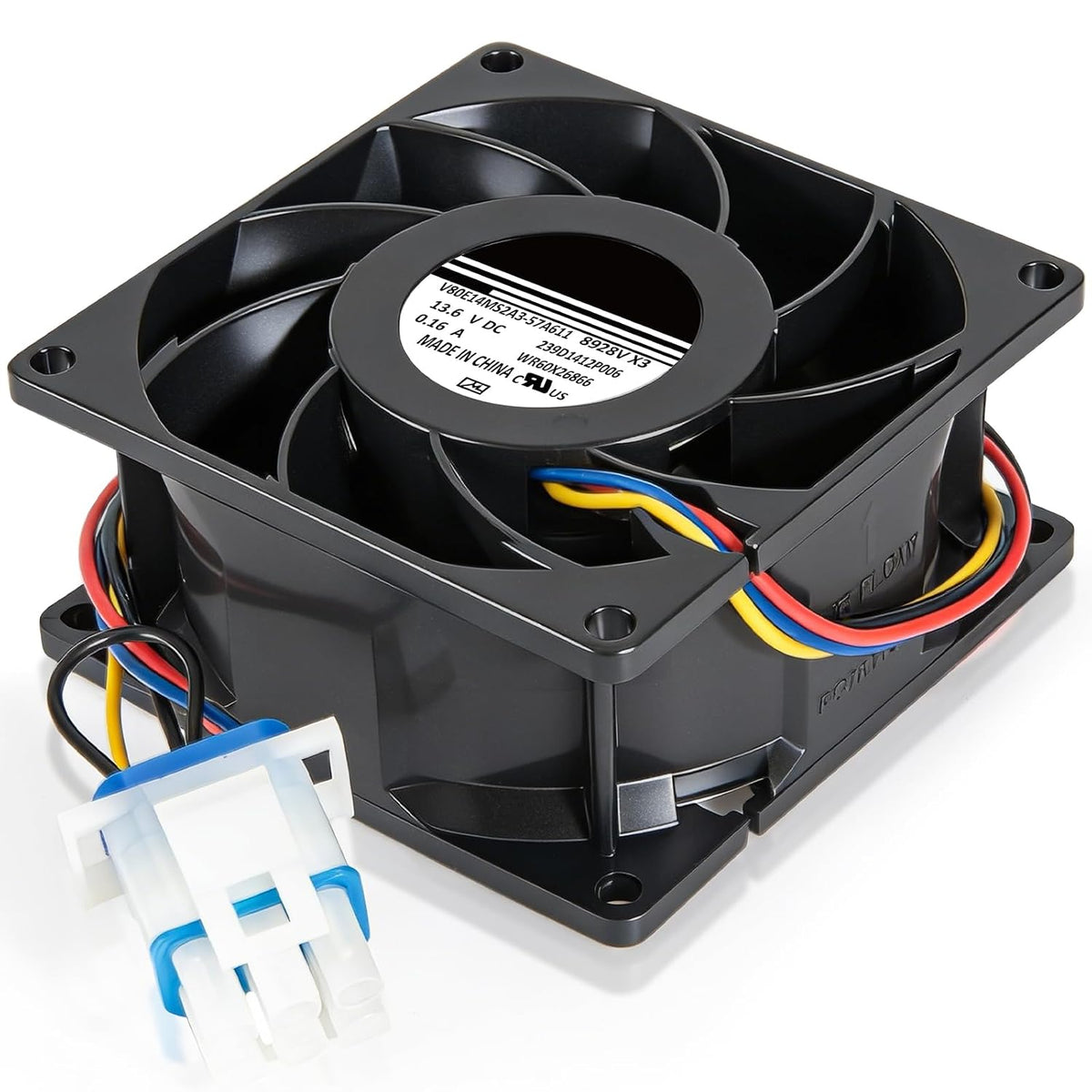 WR60X26866 Refrigerator Evaporator Fan Motor for GE, 7-Blade, 6-Pin Plug