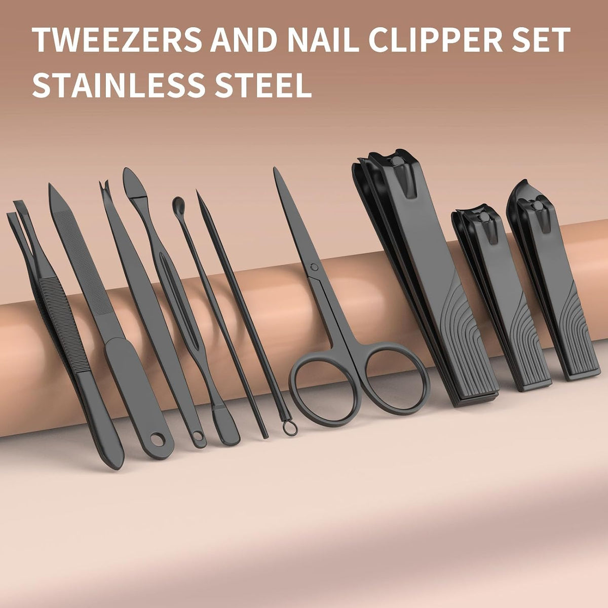 Nail Clippers Manicure Pedicure Set 18 in 1 Nail Grooming Kit with Leather Travel Case(Black/Pink)