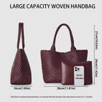 Woven Tote Bag for Women Soft Vegan Leather Large Shoulder Bag