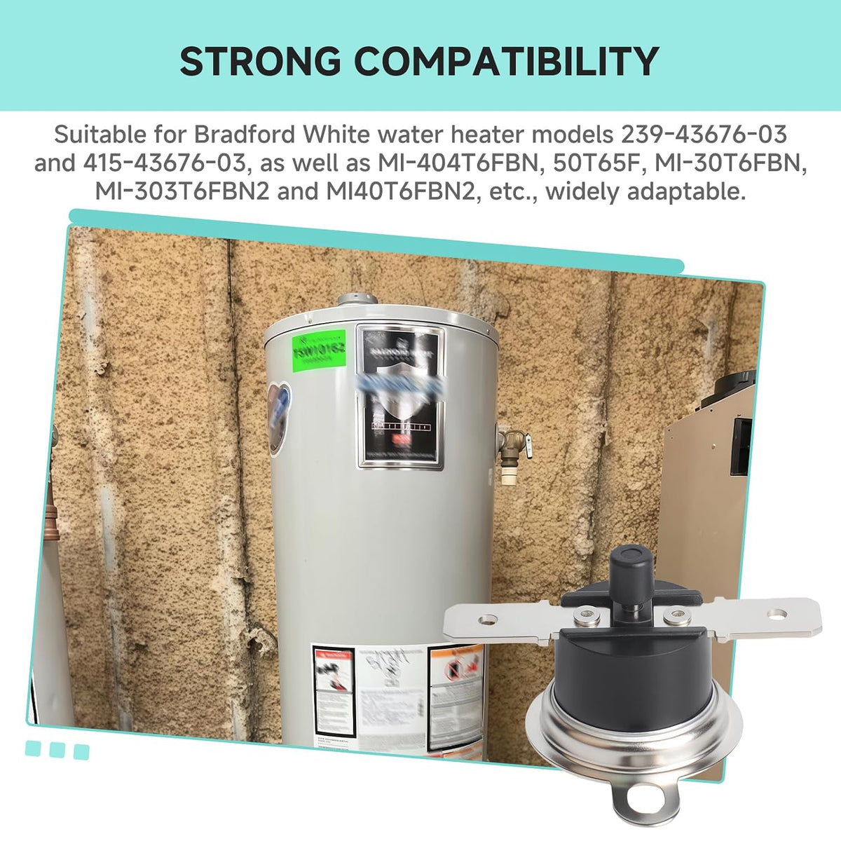 Compatible with Bradford White 239-43676-03 and 415-43676-03 Resettable KSD301-290F Water Heater Thermal Switch, Automatic Safety Cut-Off Limit Switch Replacement for Gas or Electric Water Heater