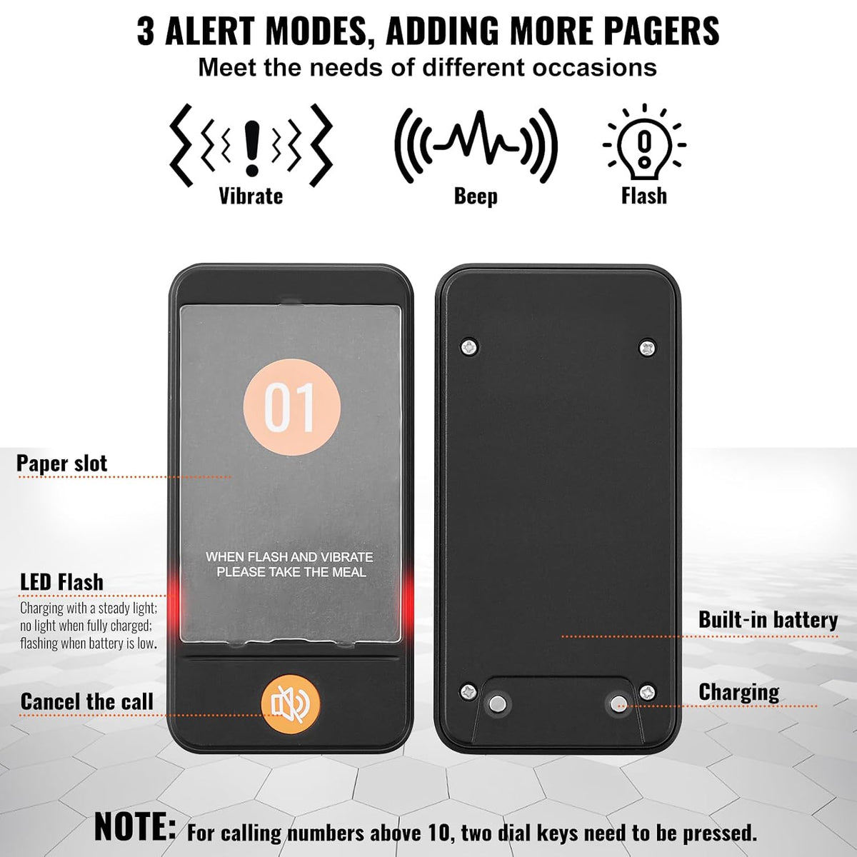 Restaurant Pager System,Touch Screen Keyboad Wireless Long Range Lineup Waiting Queue Signal, Guest Customer Calling