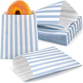 120Pcs Flat Paper Bags, Sandwich Treat Bag, Blue White Stripe