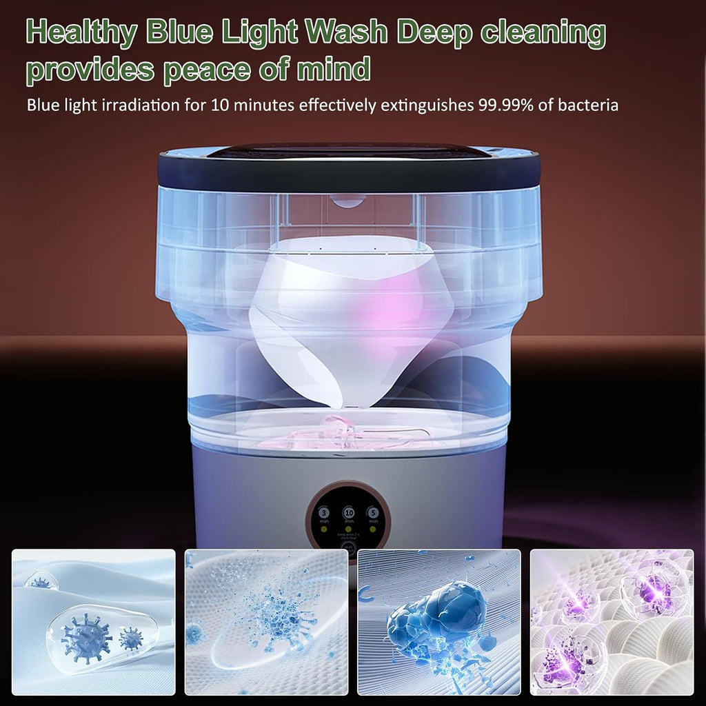 Portable Washing Machine 20L —Small Foldable Washer with Spin Basket, 3 Mode Deep Clean — Mini Laundry Machine for
