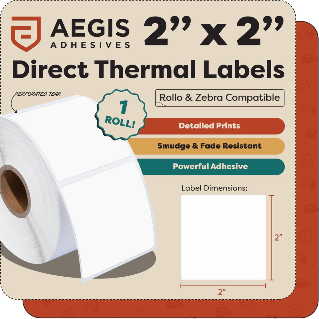 2" X 2" Square Direct Thermal Printer Labels (700 Count, 1 Roll)
