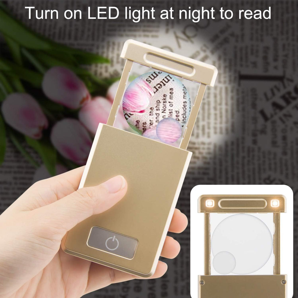 Magnifying Glass with Light, 3X 5X Pocket Lighted Magnifying Glasses, LED Battery Powered Poratble Magnifying Glass