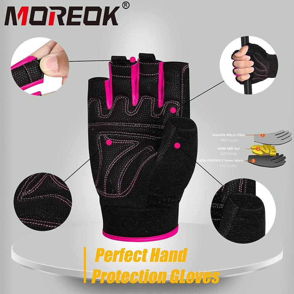 Workout Gloves Padded Weight Lifting Gloves for Men/Women, [3MM Gel] Fingerless Grip Gym Gloves Fitness Gloves for