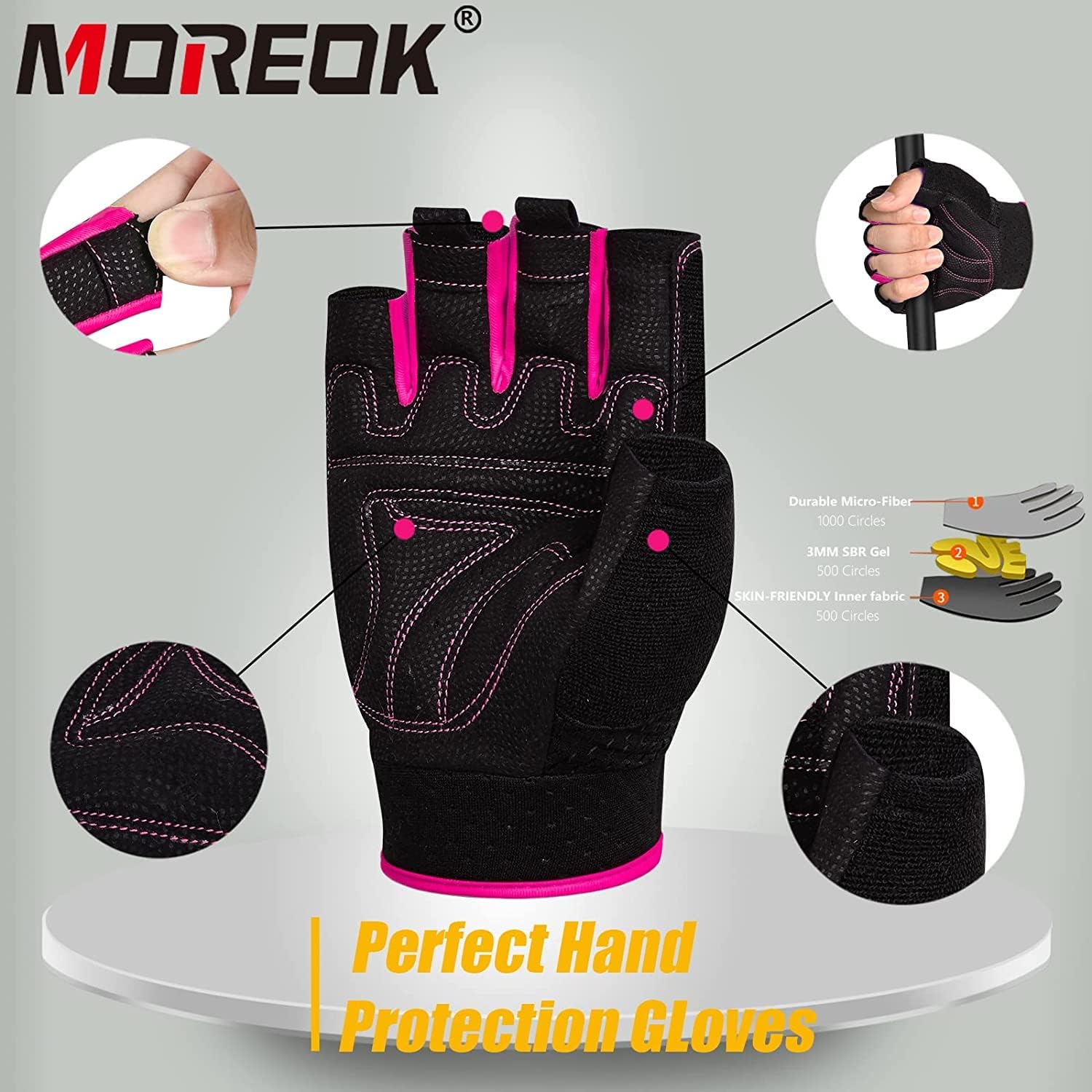 Workout Gloves Padded Weight Lifting Gloves for Men/Women, [3MM Gel] Fingerless Grip Gym Gloves Fitness Gloves for