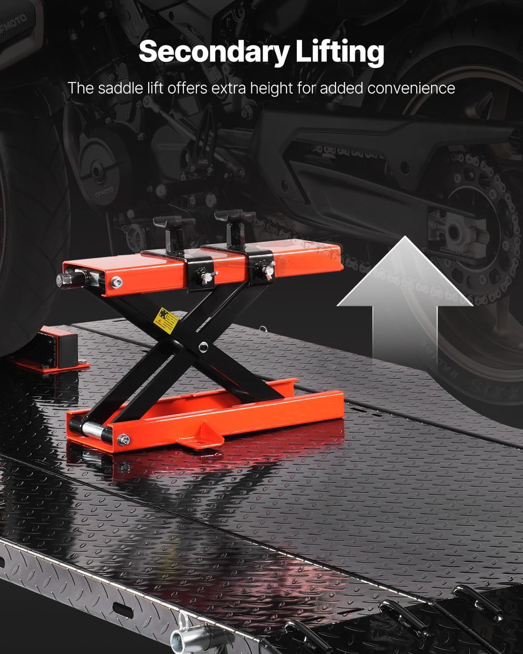 Motorcycle Lift Table, 1500lbs Weight Capacity, Pneumatic Motorcycle Jack, 8.6-31 in Height Range, Heavy Duty Bike