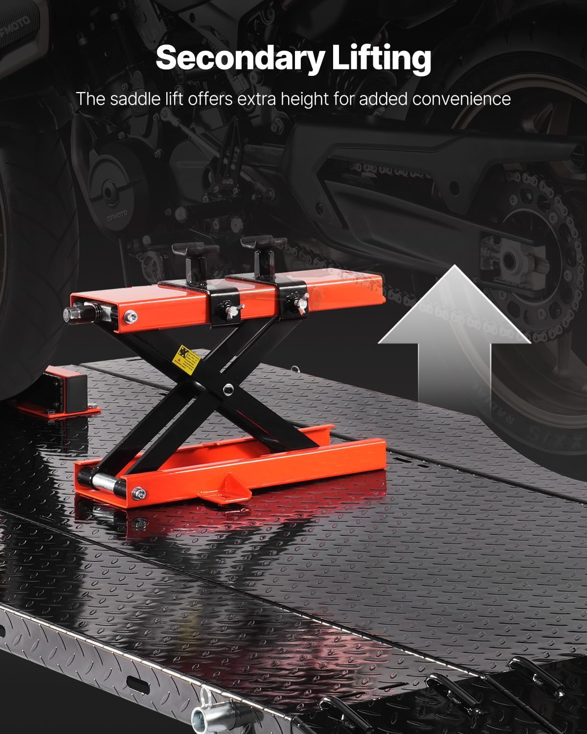 Motorcycle Lift Table, 1500lbs Weight Capacity, Pneumatic Motorcycle Jack, 8.6-31 in Height Range, Heavy Duty Bike