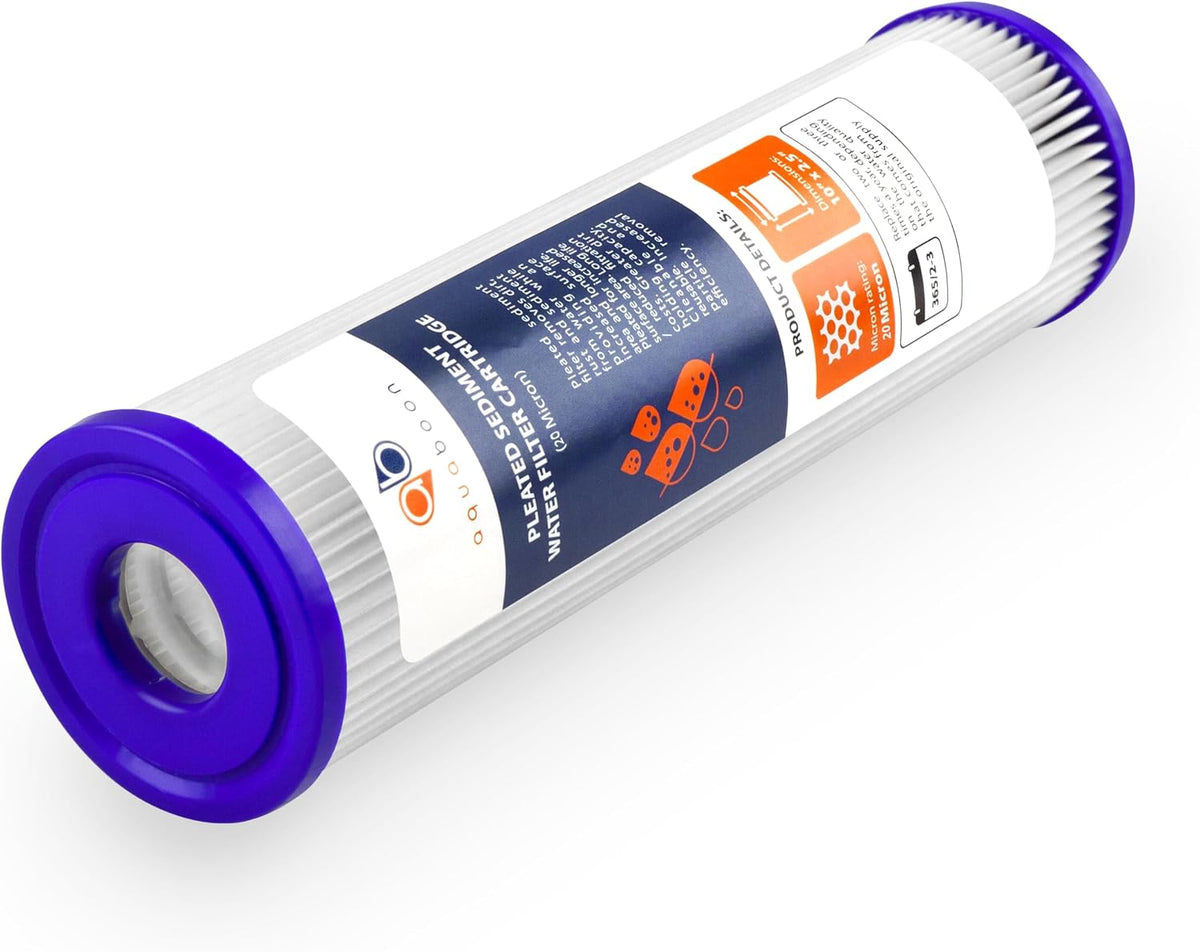 20 Micron Pleated Sediment Filter Cartridge 10 x 2.5 6-Pack