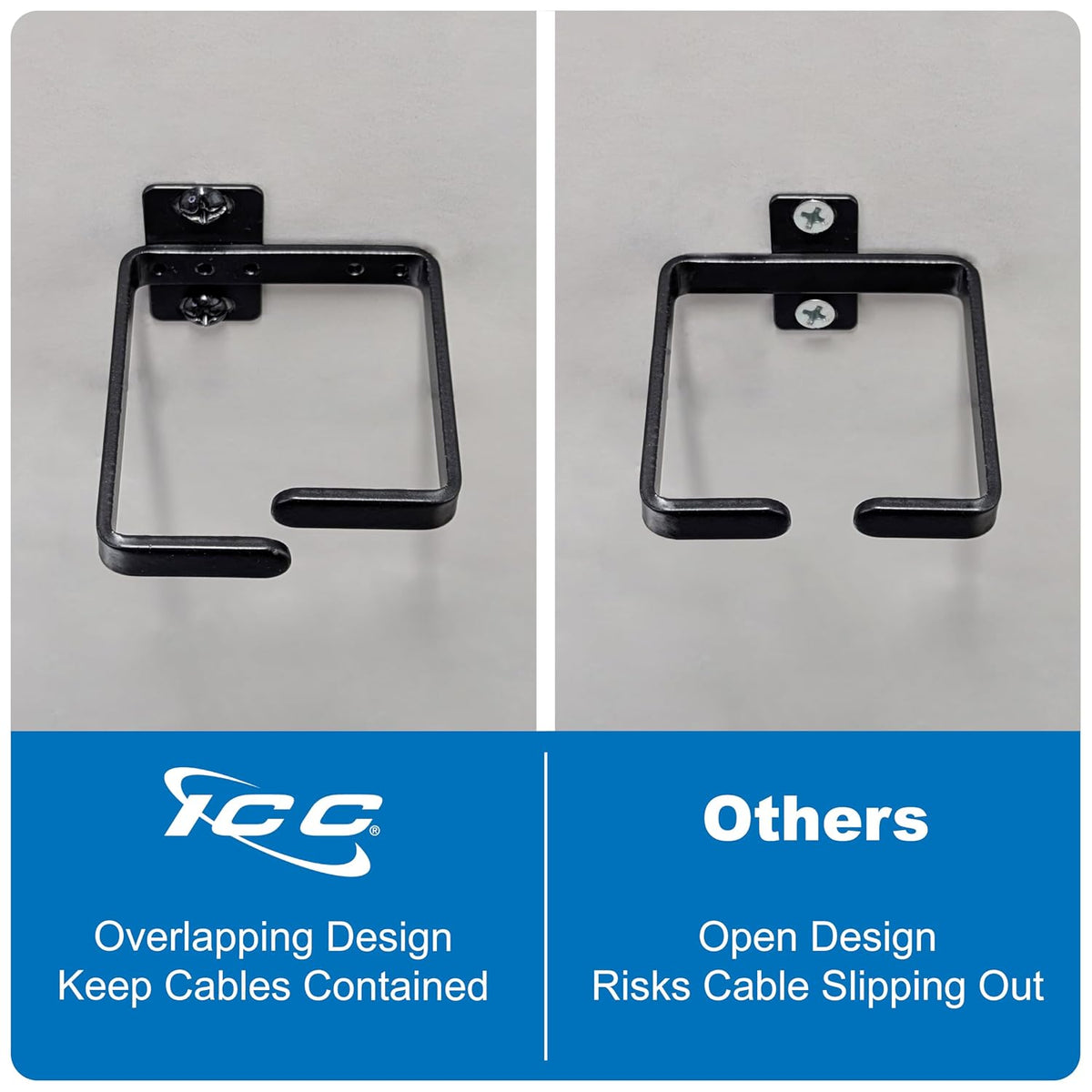 ICC 3-Inch Metal Cable Management Ring, Vertical Rack/Wall, 10-Pack
