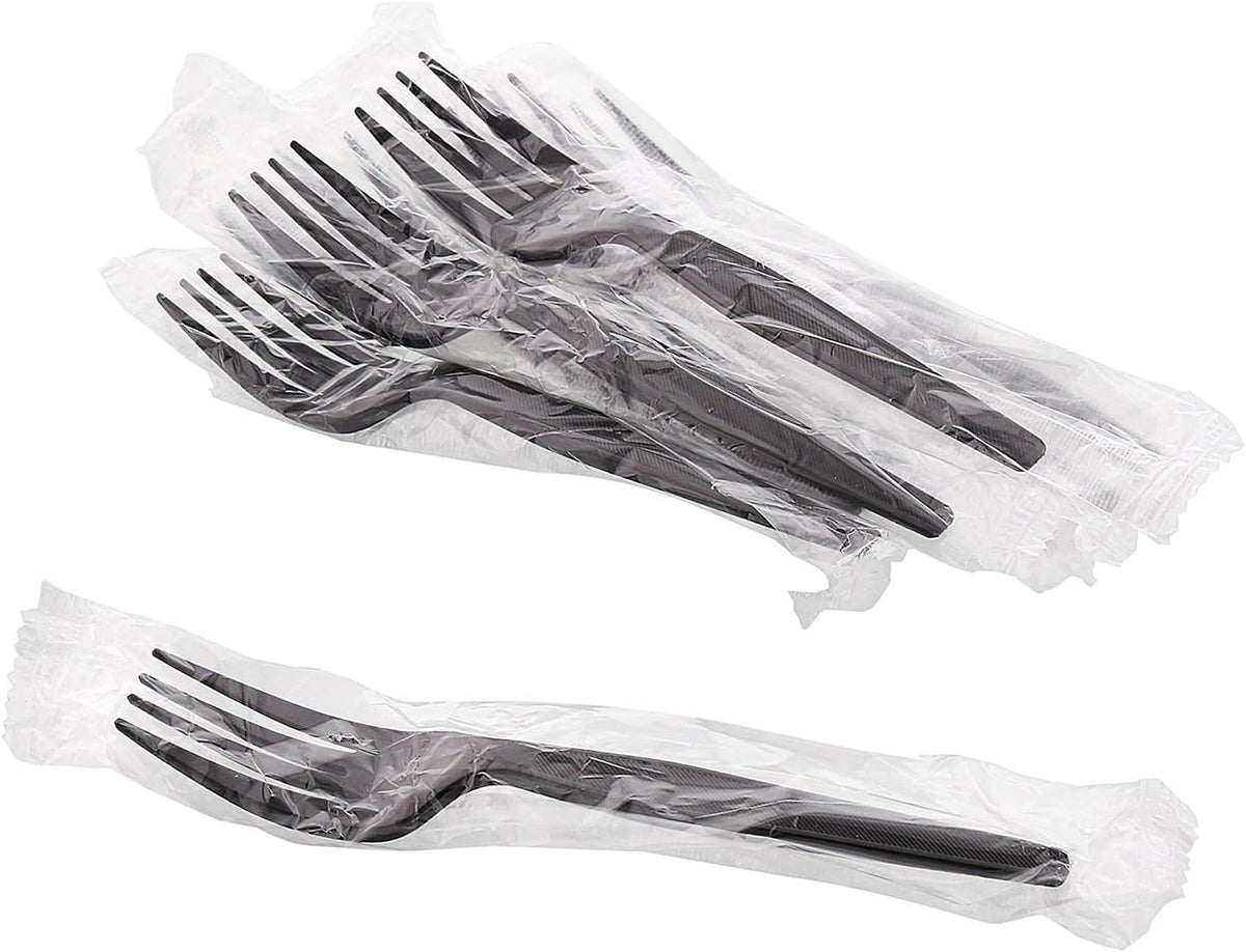 Royal 1000 Units Medium Heavy Weight Individually Wrapped Disposable Polystyrene Plastic Forks for Restaurants and