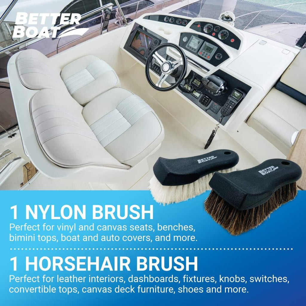 Upholstery Brush Set, Carpet and Car Cleaning Brushes, Horsehair Detailing | Brush for Upholstery Cleaner, Leather