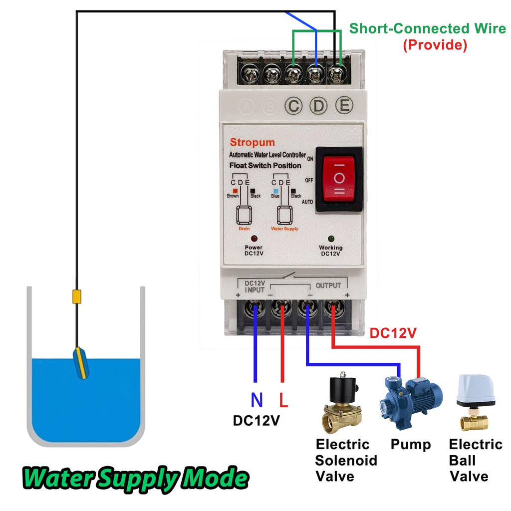 DC12V Sump Pump Float Switch Controller,Auto Water Level Control, Liquid Level Sensor Detector Relay With 9.8Ft Float Switch For Sewage Pump, Water Tank, Septic Tank,FL-2