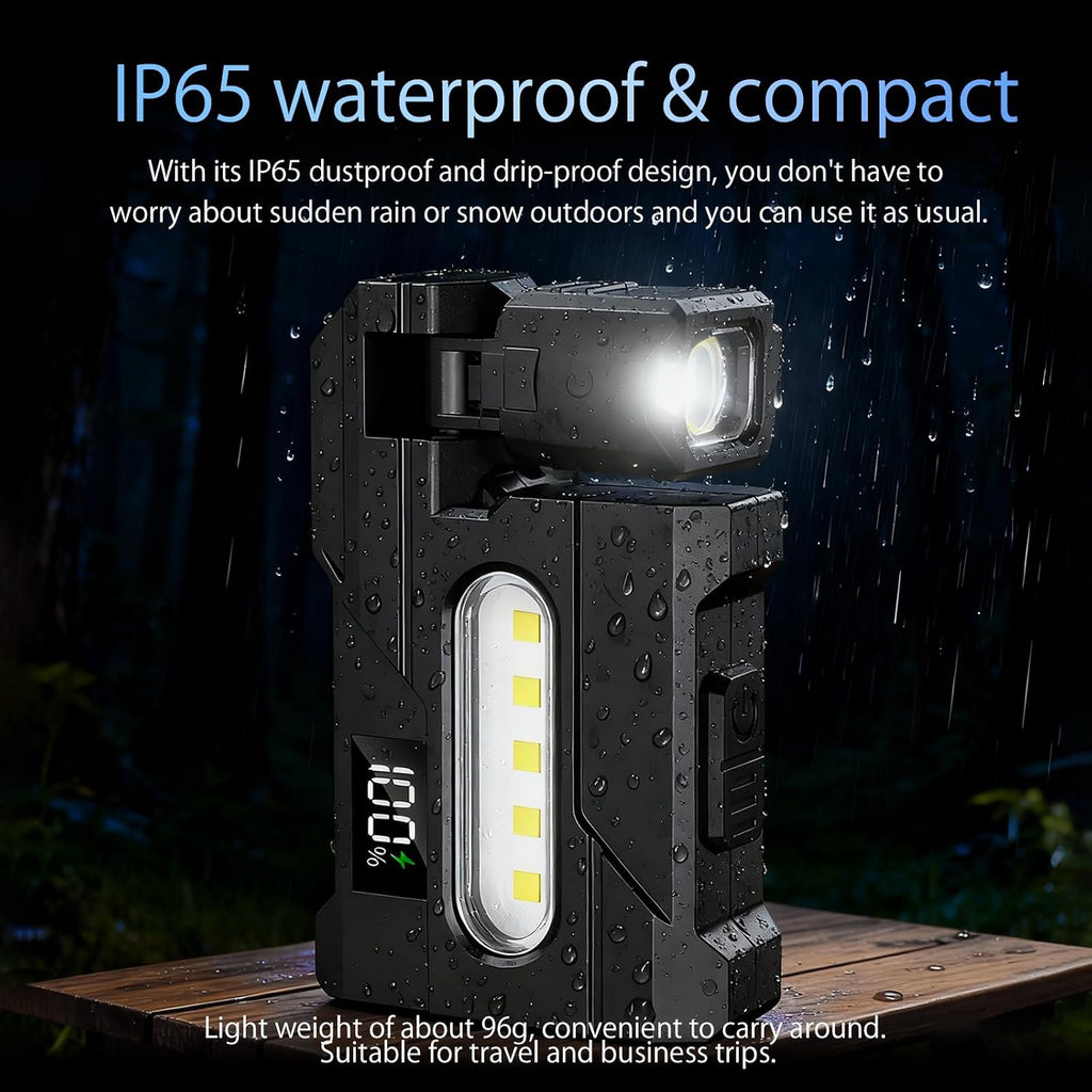 EDC Flashlight Rechargeable, 270°Rotation Magnetic Keychain Flashlight,400 Lumens Portable Flat Mini Flashlights