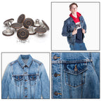 17mm Brass Jeans Buttons, No Sew Metal Tack Buttons Replacement Kit