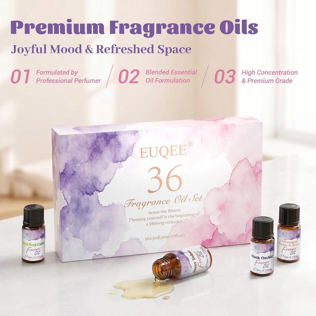 36 Pcs Fragrance Oil Gift Set-36x0.17Fl Oz Gift Box for Women & Men | Premium Scented Oils for Diffuser, Candle &