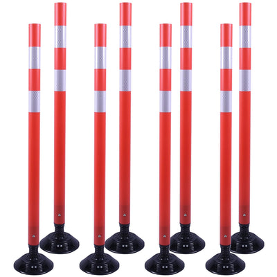 48" Orange Traffic Delineator Cones 8-Pack Safety Post Cones | Fixed Spring Base for Road Safety, Parking Lot