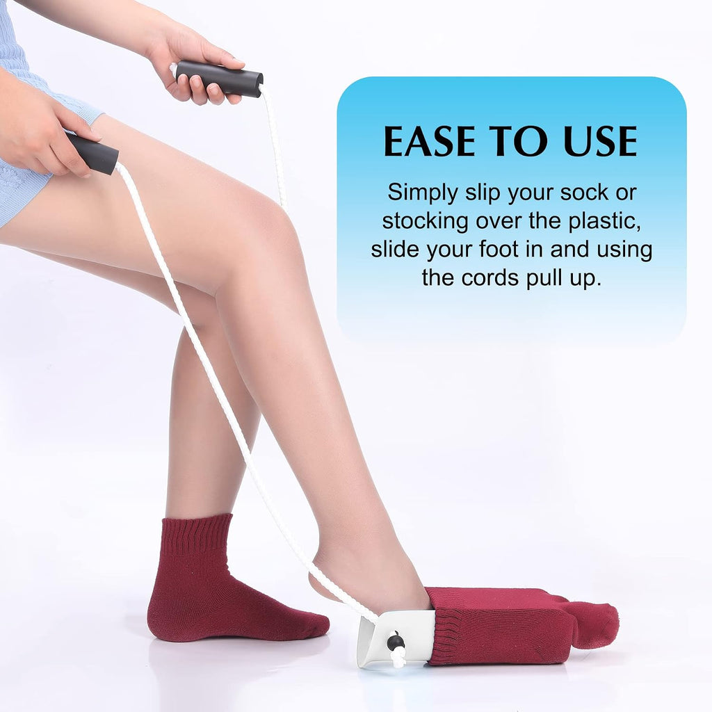 Sock Aid - Wide 3.93" Sock Aid with Foam Handles, Sock Aide Device for Seniors, Sock Helper Easy On Easy Off for