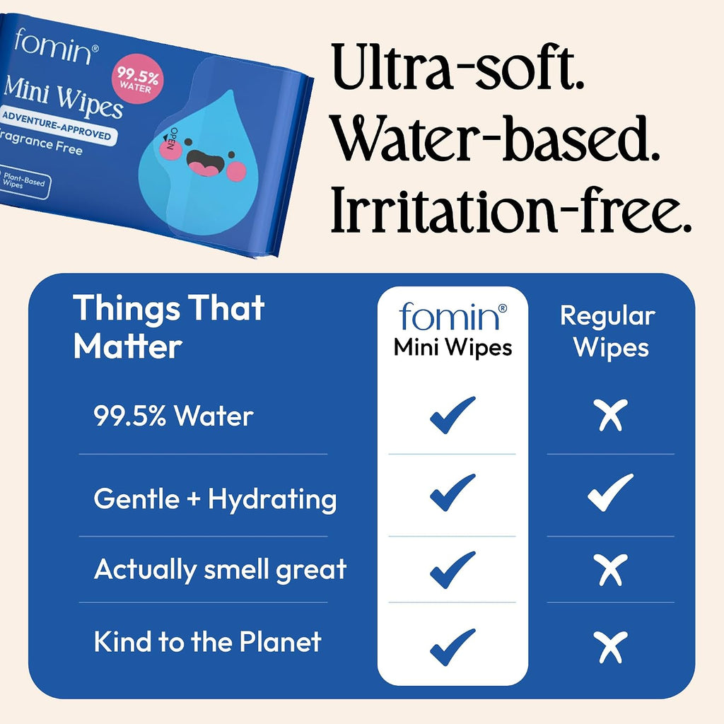 Mini Water Wipes - Fragrance Free - 72 Count Travel Size Pack