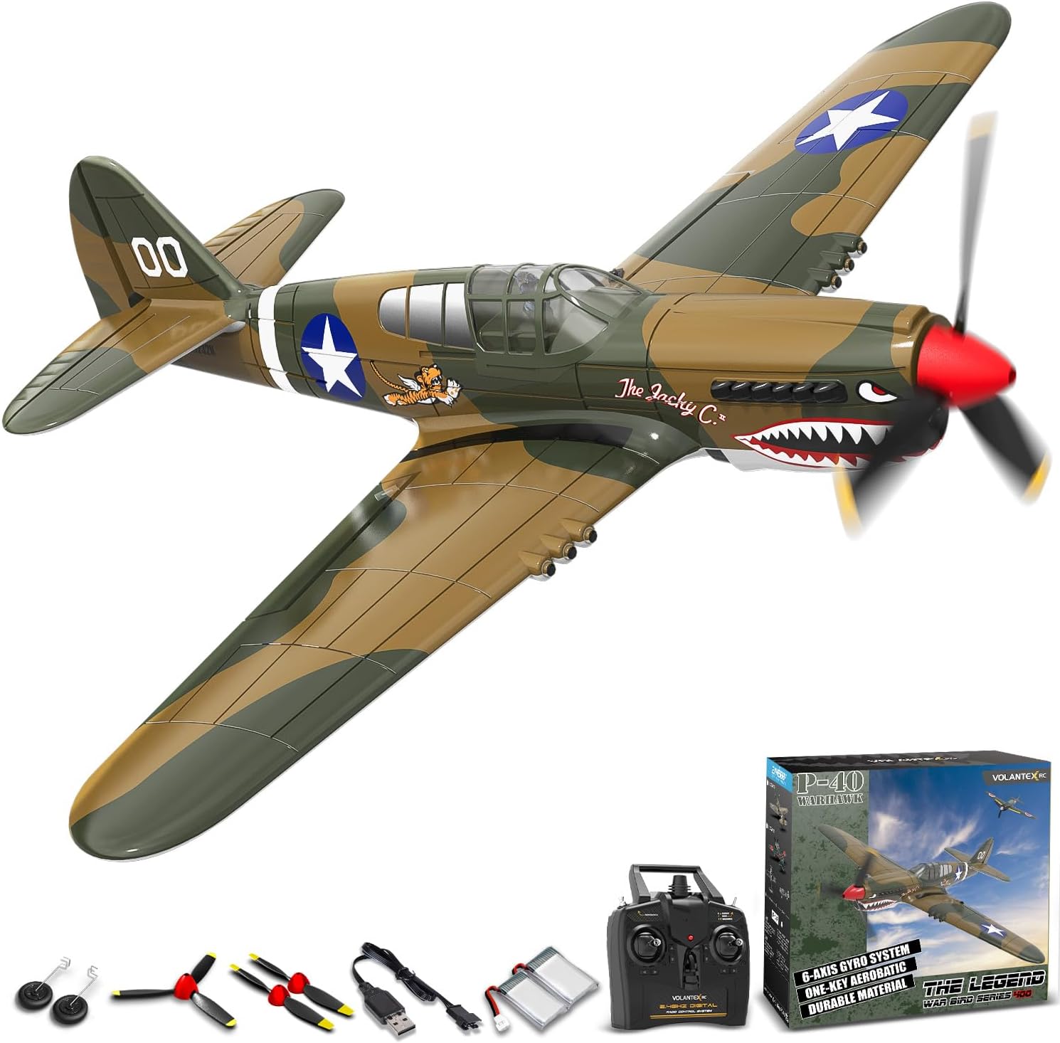 RC Plane, 4CH Remote Control Airplane for Beginners & Adults | P-40 Warhawk RTF, Xpilot Stabilization System, 6-Axis