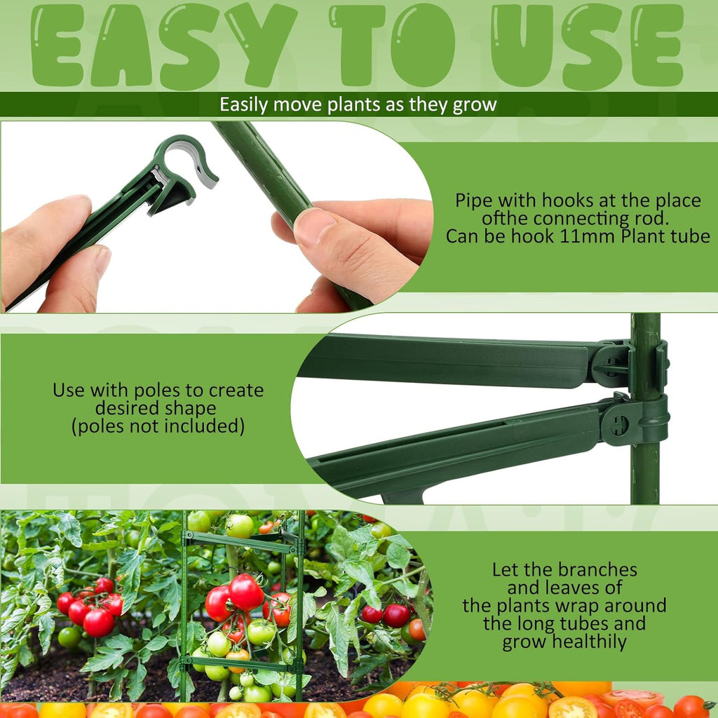 24 Pcs Garden Adjustable Stake Arms for Tomato Cage 10 to 14'' Plant Stake Connectors Expandable Trellis Climbing Rod