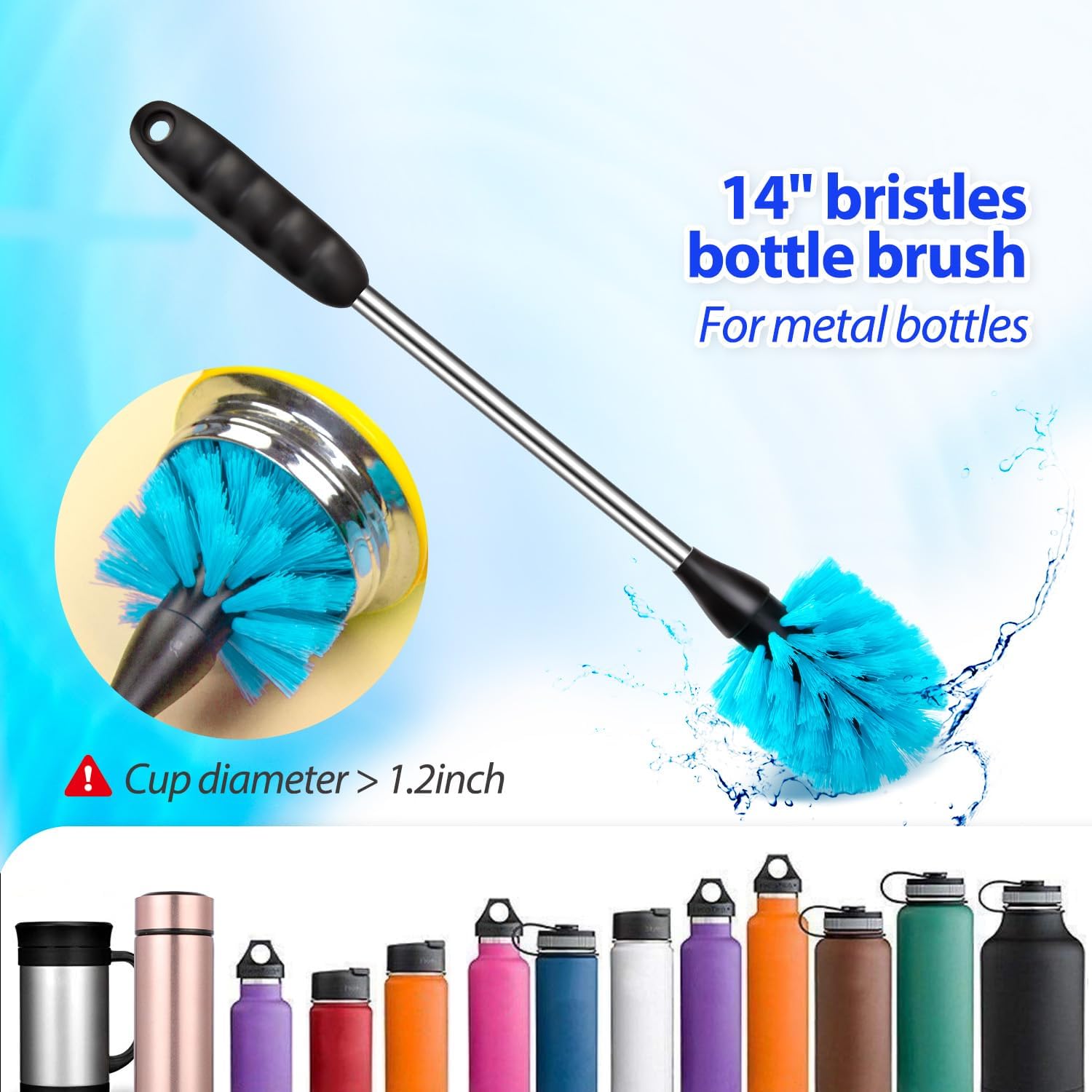 Bottle Brush Tube Cleaning Lab Set with Long Handle, Cup Cleaner for Washing Narrow Neck Beer Wine Decanter Pipes