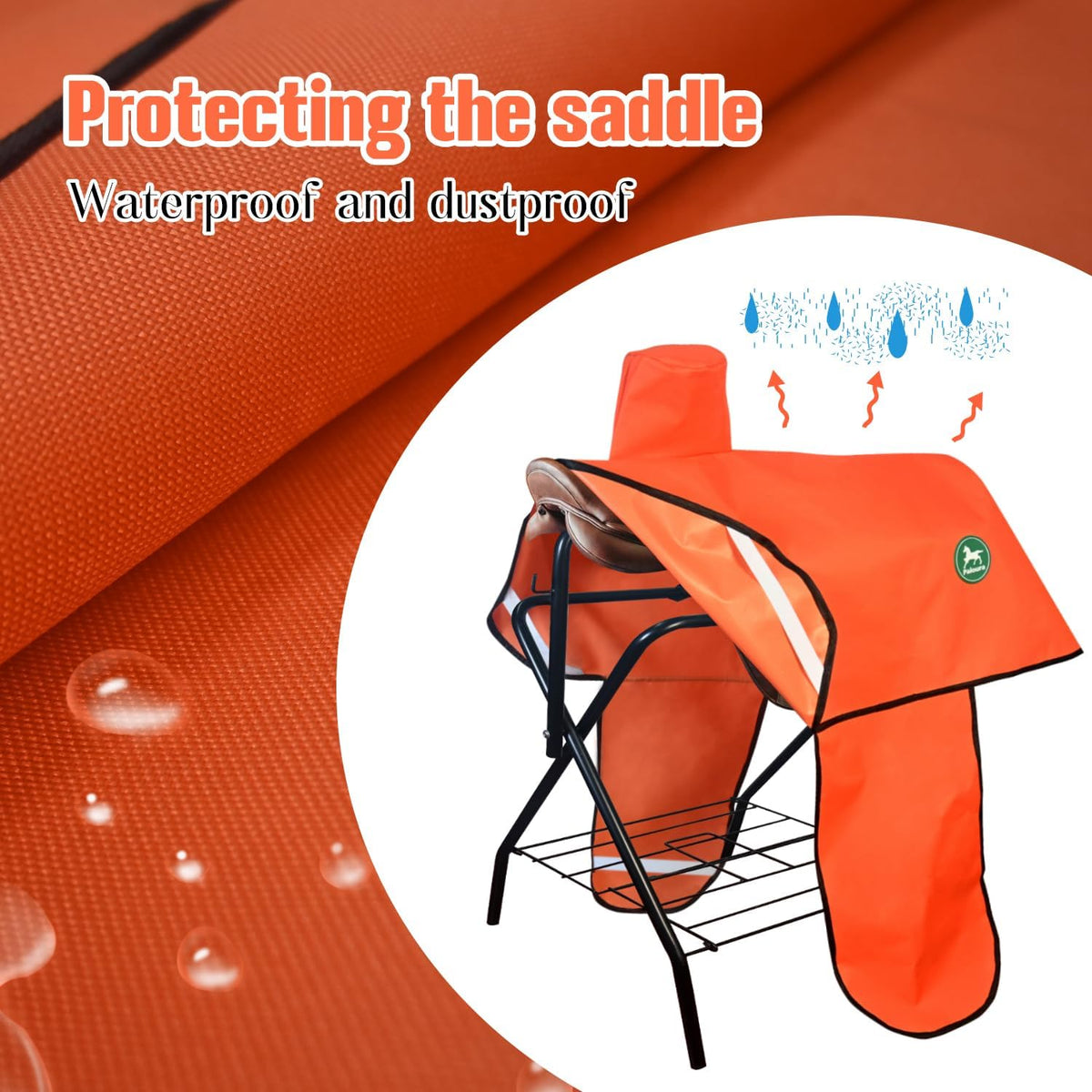Western Saddle Cover with 6 Elastic Straps（Orange）