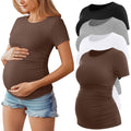 4 Pack Women's Short Sleeve Maternity Tops, 4-Color, Small
