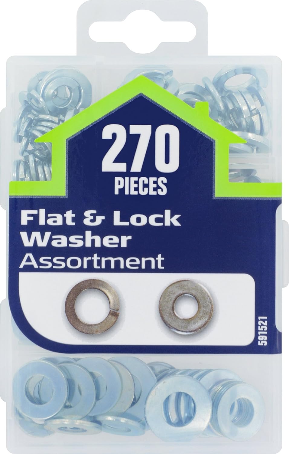591521 Small Flat and Lock Washer Assortment, 270-Pack , Zinc