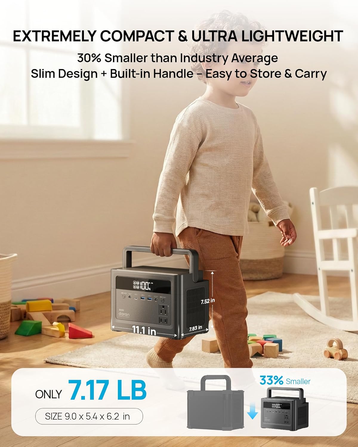 2026 Portable Power Station 700W Surge, 288Wh LiFePO4 Battery Backup, Power Bank with AC Outlet 350W/110V, Solar