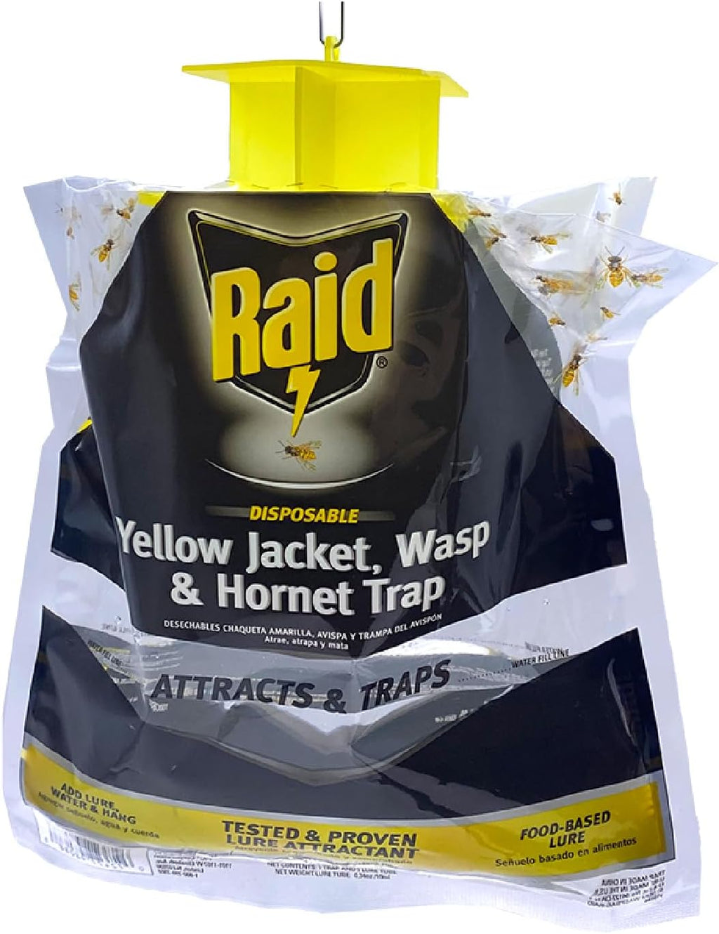 Yellow Jacket, Wasp & Hornet Trap, 6 Pack, Disposable, Convenient, Hanging Fly Trap Bags with Food-Based Lure