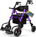 Foldable Rollator Walker for Seniors with Seat, Lightweight 2 in 1 Rolling Walkers Wheelchair Combo for Adult