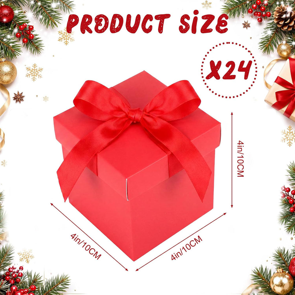 24 Pcs Christmas Gift Boxes with Lids Small Box, Red, Classic