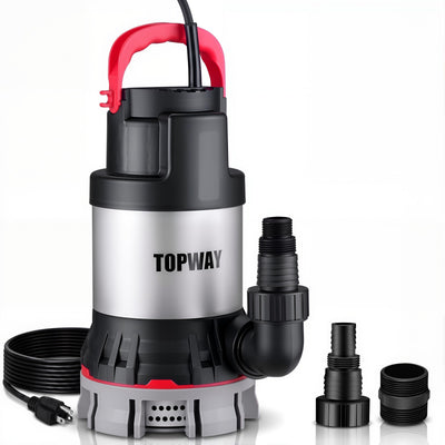 TOPWAY Submersible Water Pump, 1-1/4 HP 4600 GPH Sump Pump with Filter Base, Electric Portable Transfer Pump with 16.4ft Cord for Swimming Pool, Hot Tub, Garden Pond, Basement Draining