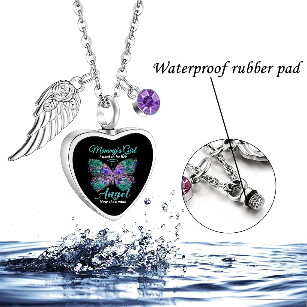 Heart Cremation Jewelry Urn Necklaces for Ashes for Women Stainless Steel Butterfly Cremation Jewelry Human Ashes