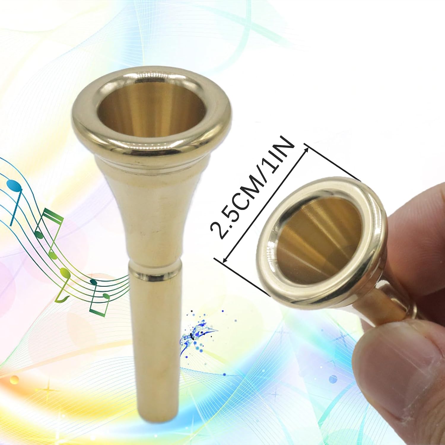 Gold Standard French Horn Mouthpiece for Most French Horns | standard bore size, brass wind instrument fit, student