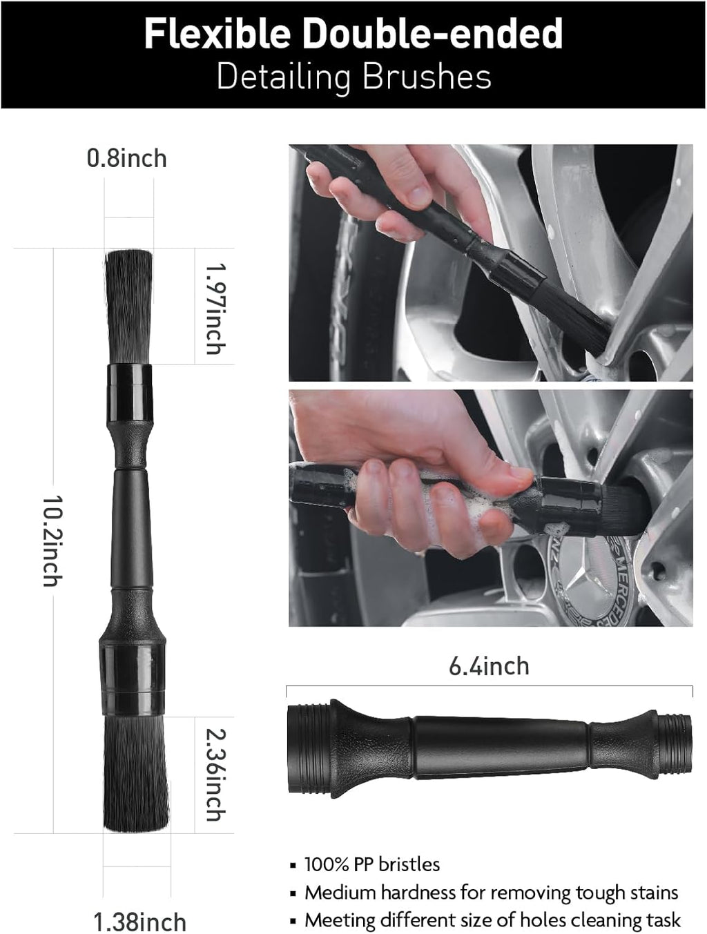 6PCS Car Wheel Brush Kit for Cleaning Tires | Tire Brush, Soft Rim Brush, Bendable Wheel Cleaner Brush for Cleaning
