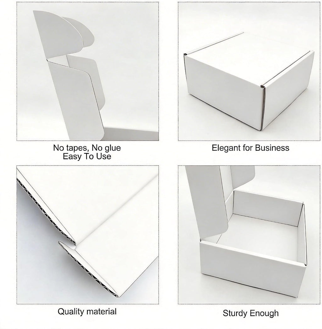 Small Corrugated Mailer Boxes 12x9x3 Inches (White,Pack of 5)