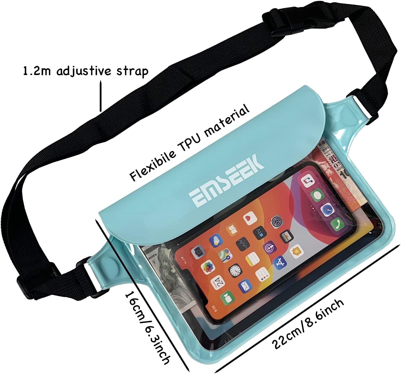Waterproof Waist Pouch Dry Belt Bag Fanny Pack Keep Your Key Fob Wallet Kindle Phone Dry Perfect For Swim Surf