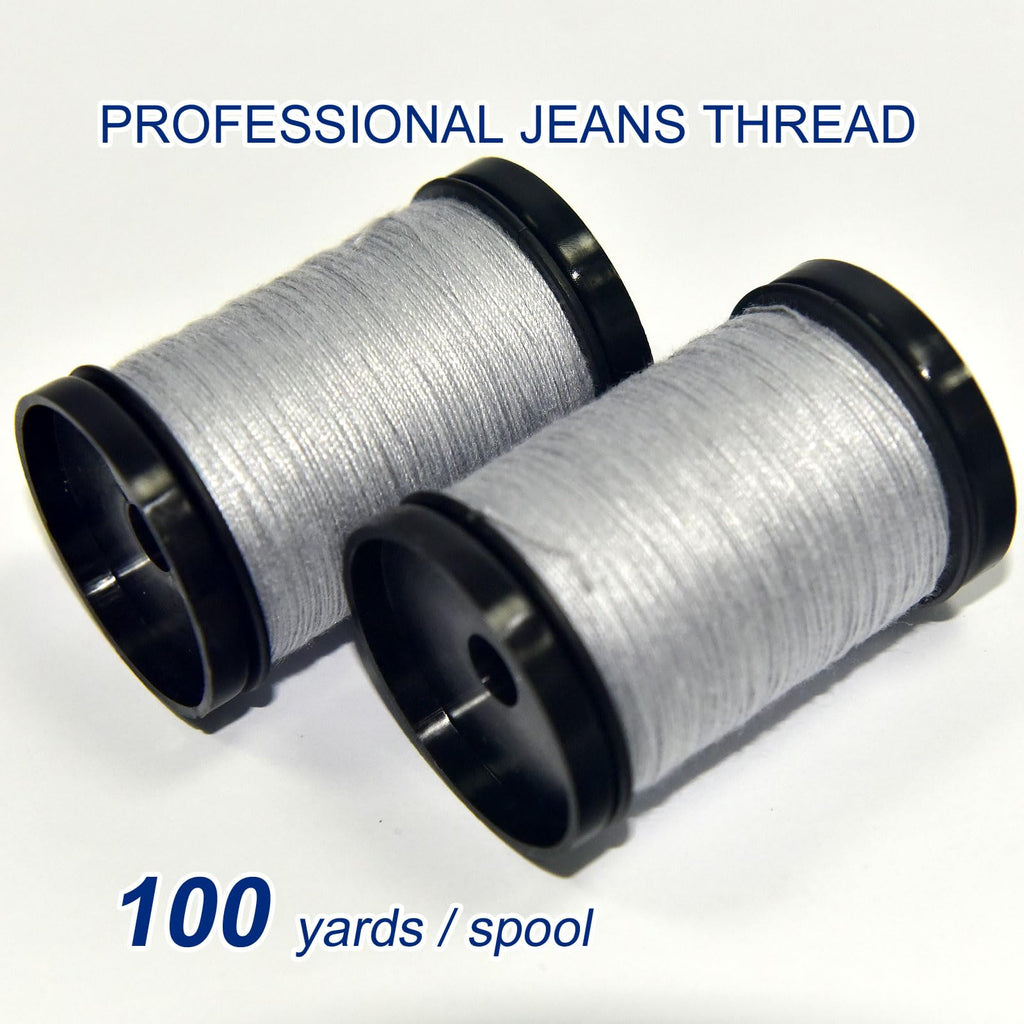 Sewing Thread Denim 2 Spools Denim Thread，Silver Grey