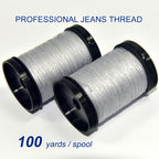 Sewing Thread Denim 2 Spools Denim Thread，Silver Grey