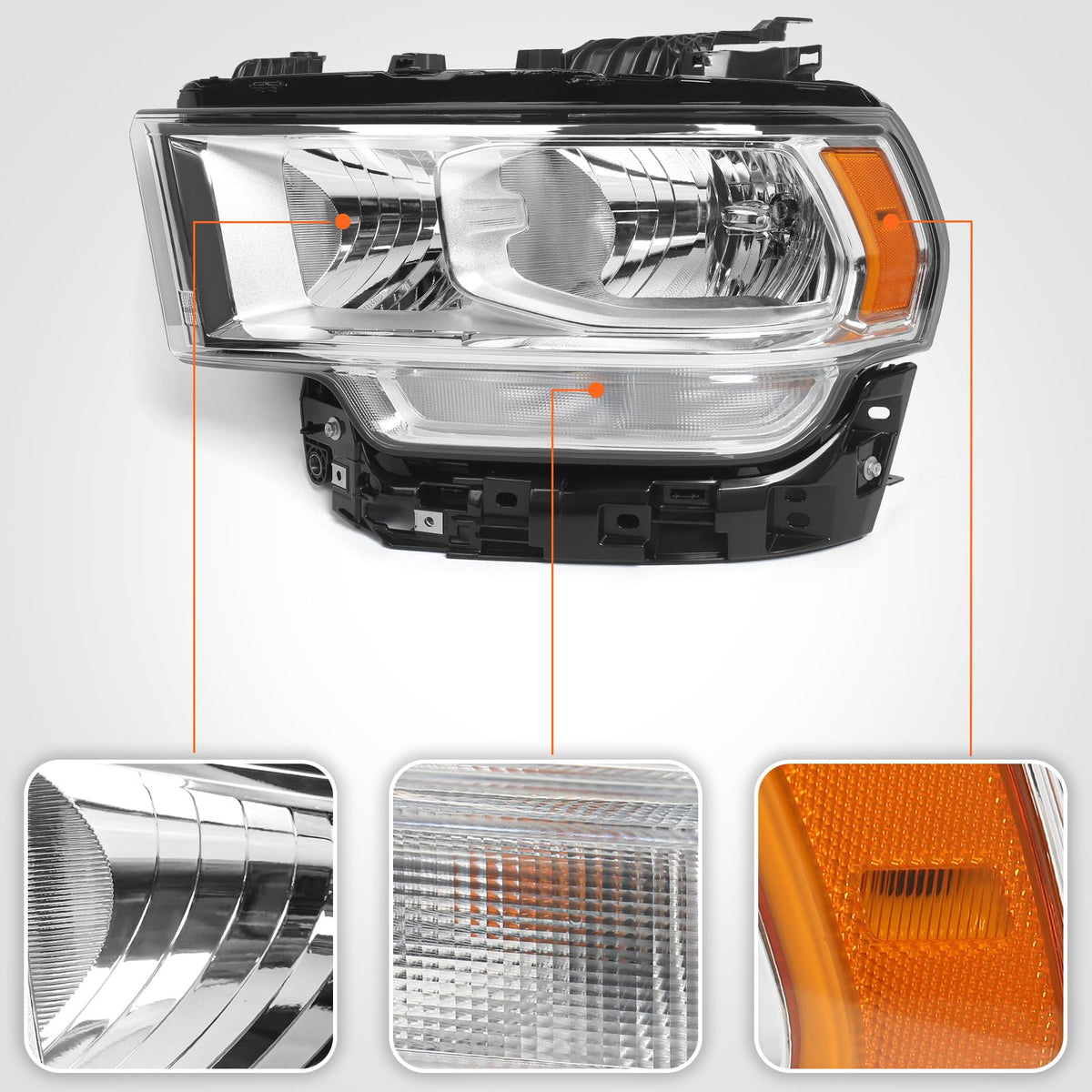 Headlight Compatible with Dodge Ram 2500 3500 2019-2024 Left Driver