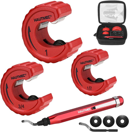 Copper Tubing Cutter Set 3 PCS Copper Pipe Cutter Tool, In Portable Storage Case, Includes 1/2 in., 3/4 in., and 1