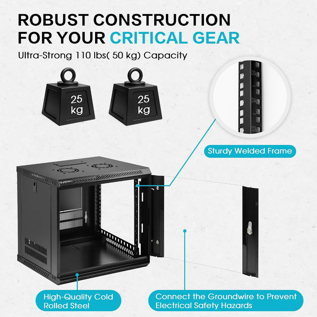 9U Wall Mount Server Rack Cabinet for 19'' IT Equipment, AV Device